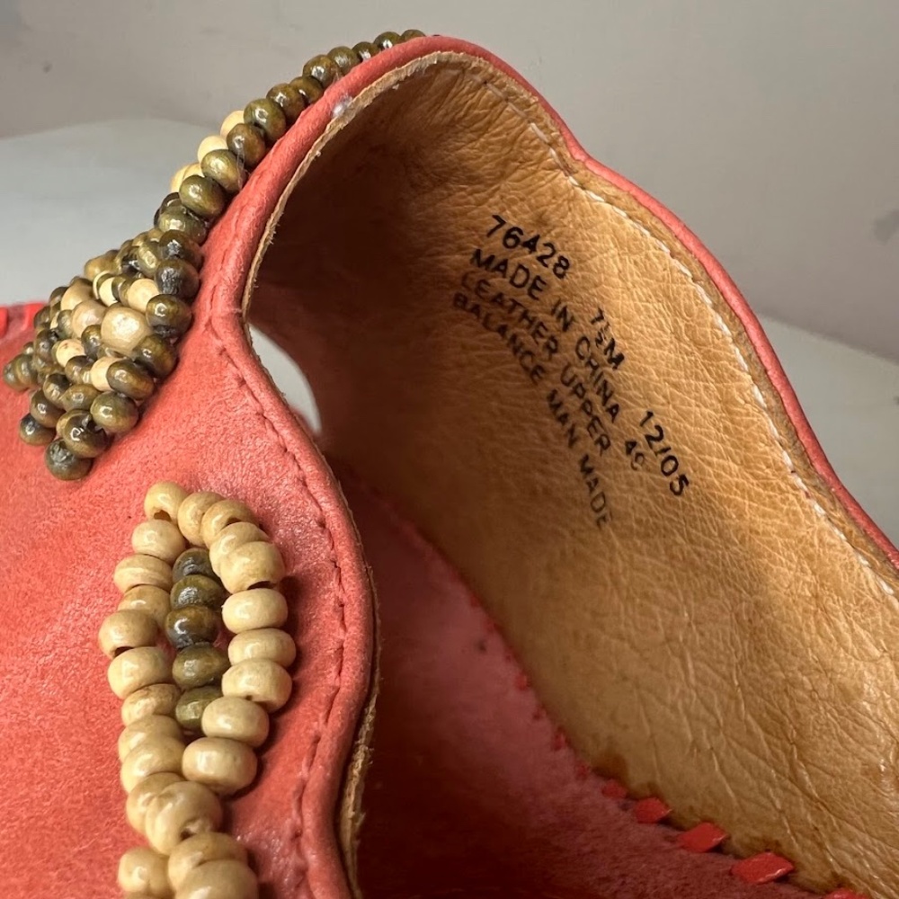 Clarks Artisan Empress Coral Leather Beaded Slip On Wedge Sandals - Picture 8 of 9